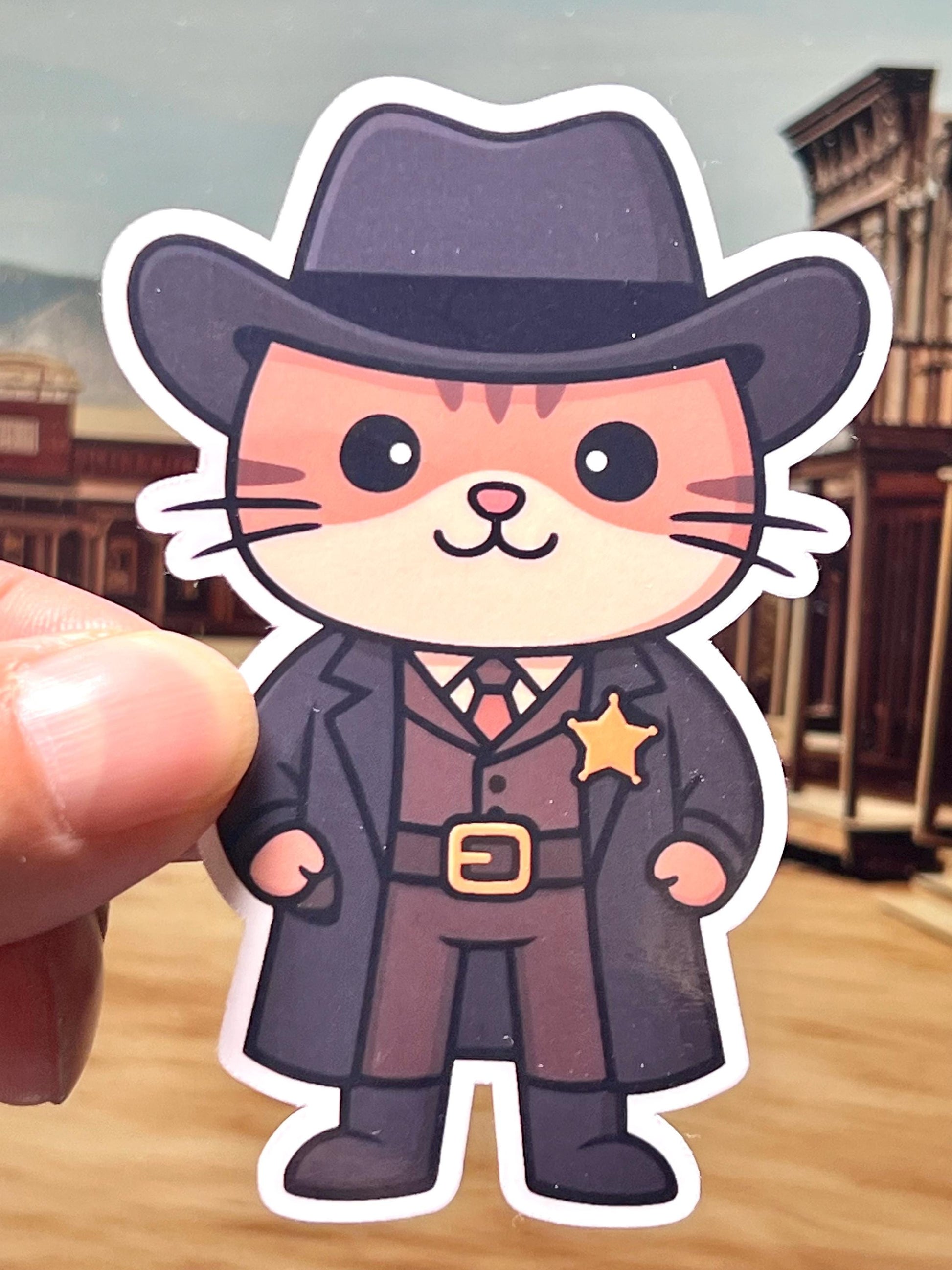 Old West Sheriff Cat Vinyl Sticker