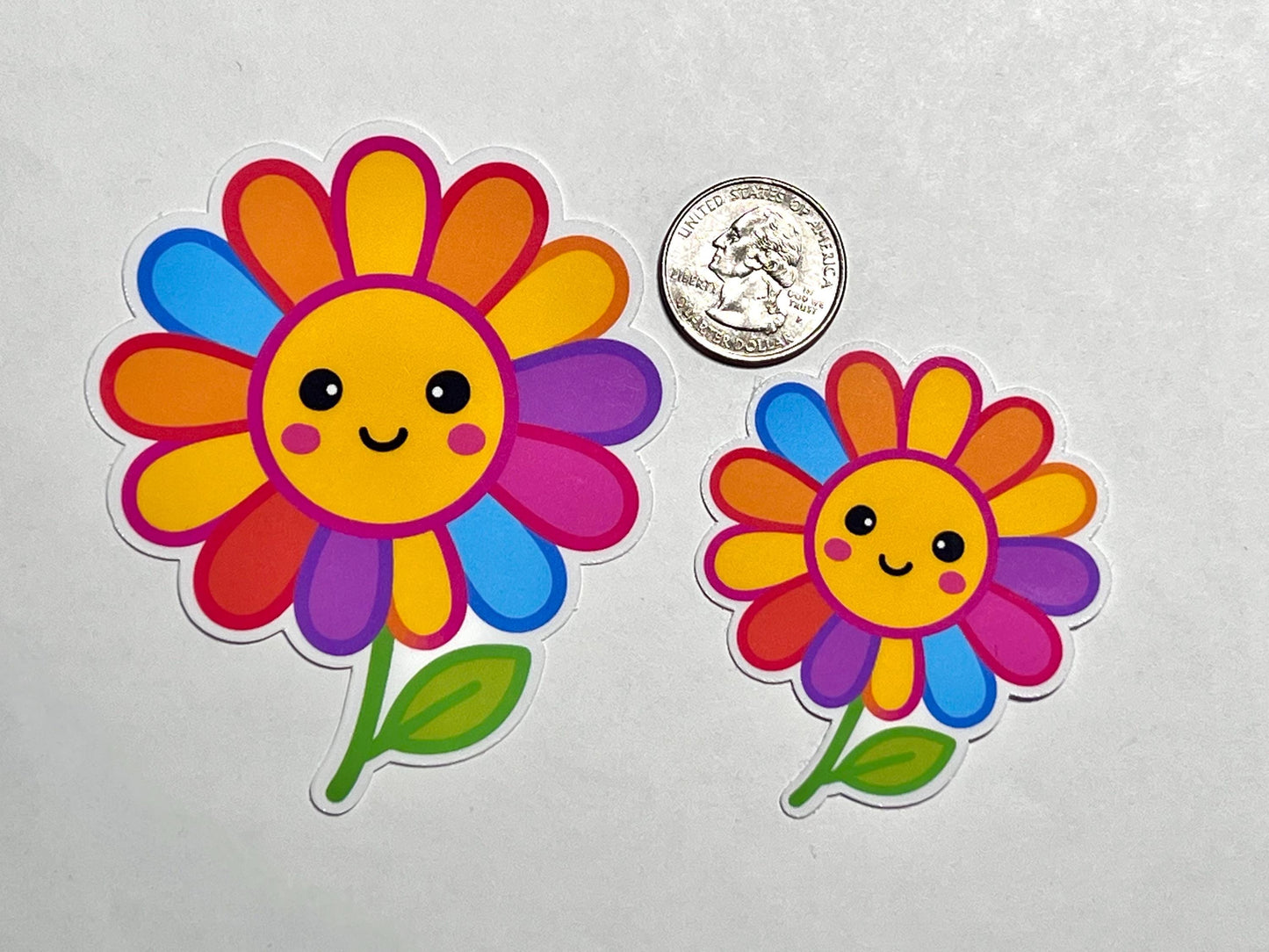 Smiling Rainbow Daisy Vinyl Sticker image 2