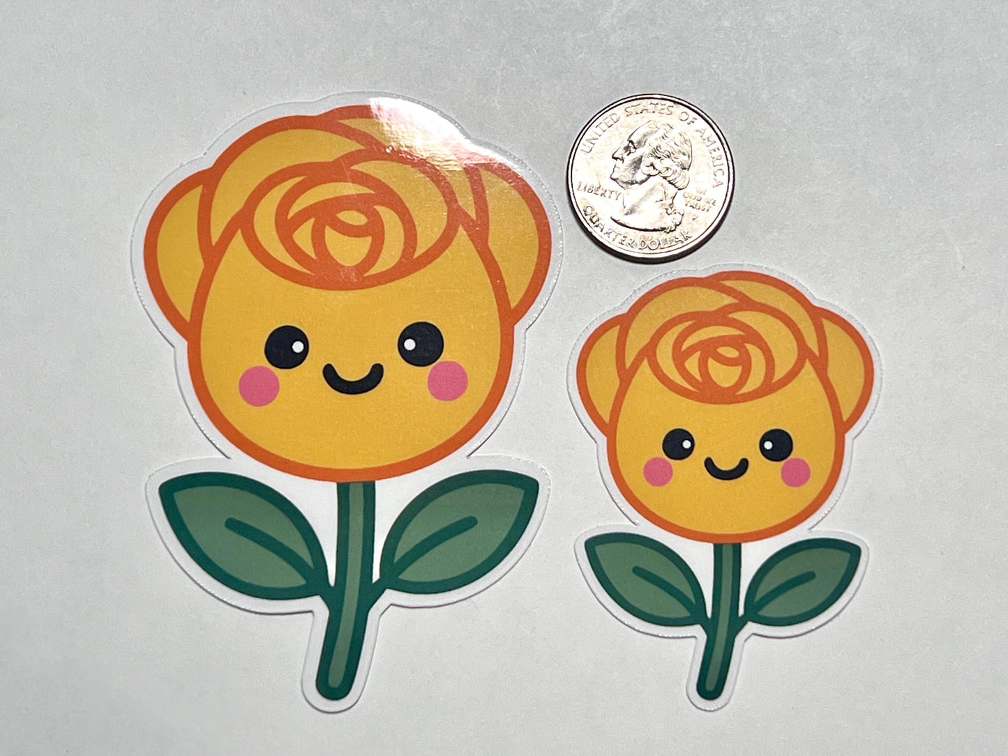 Smiling Yellow Rose Vinyl Sticker image 2