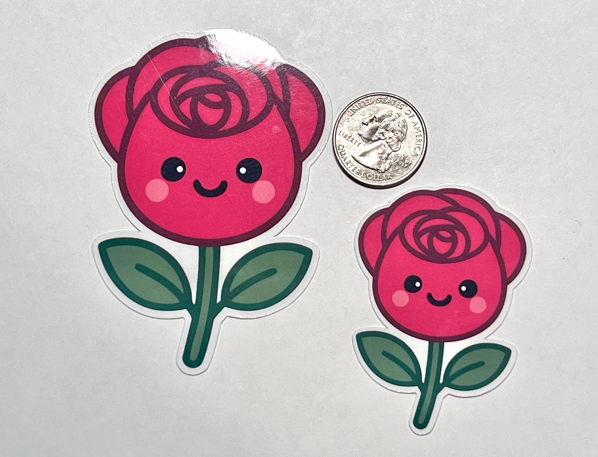 Smiling Red Rose Vinyl Sticker image 2