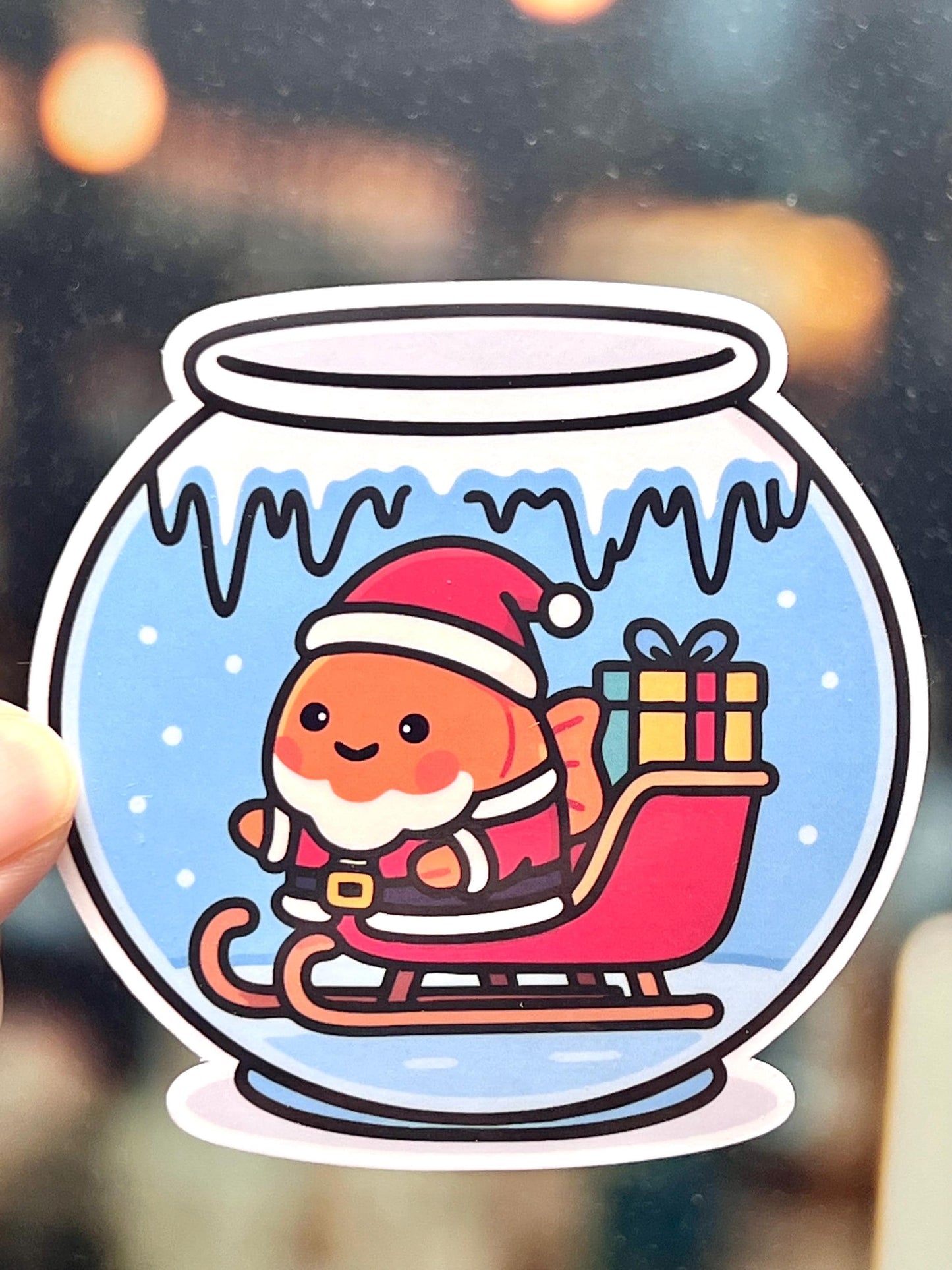 Funny Santa Goldfish Vinyl Sticker