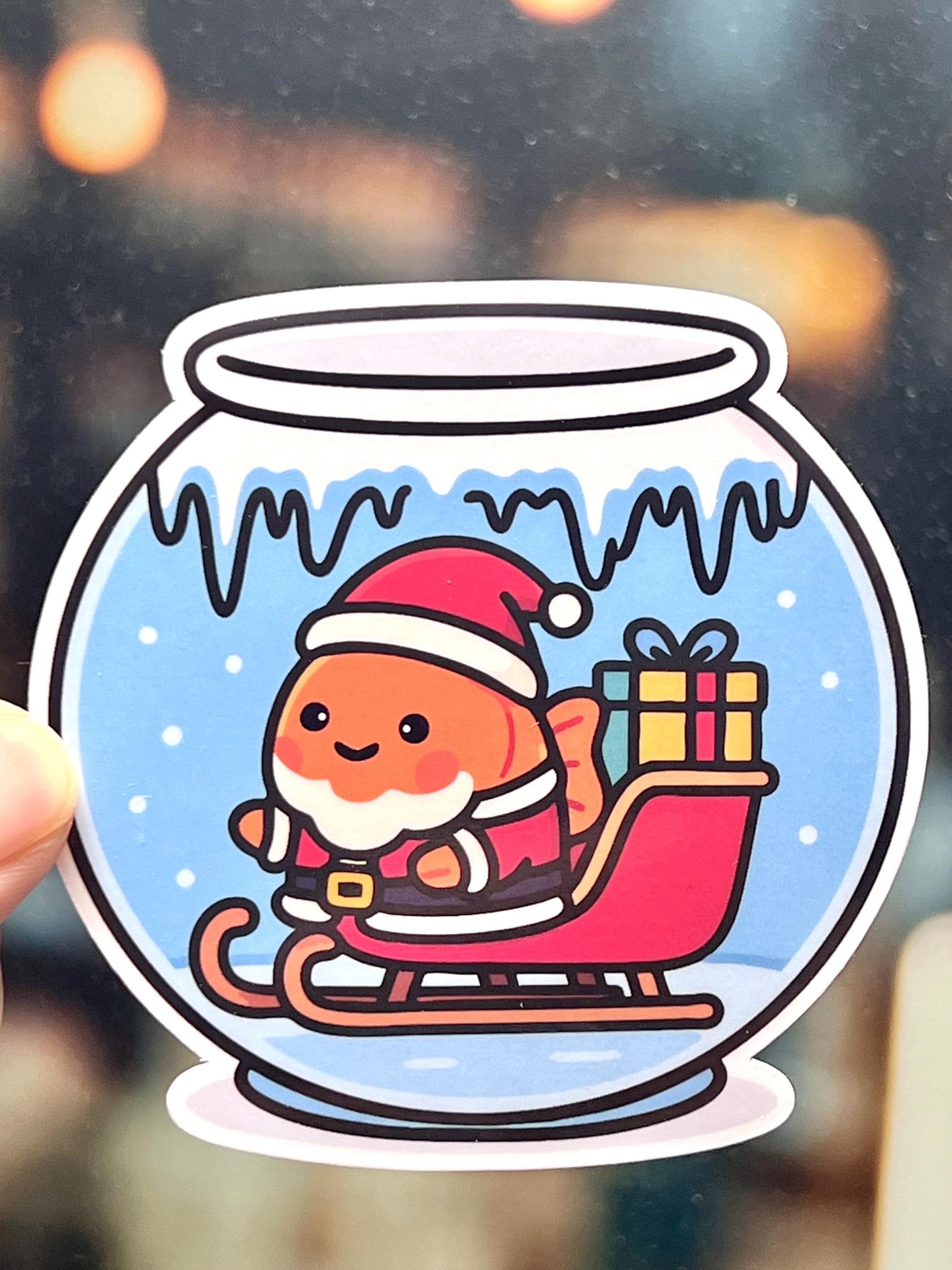 Funny Santa Goldfish Vinyl Sticker