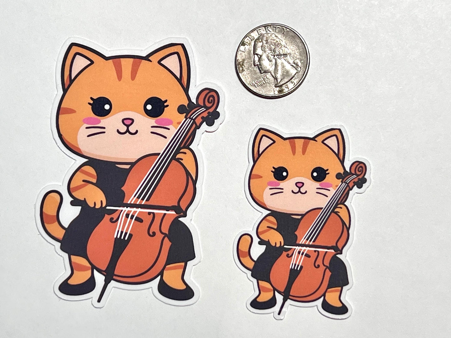 Girl Cello Cat Vinyl Sticker image 2