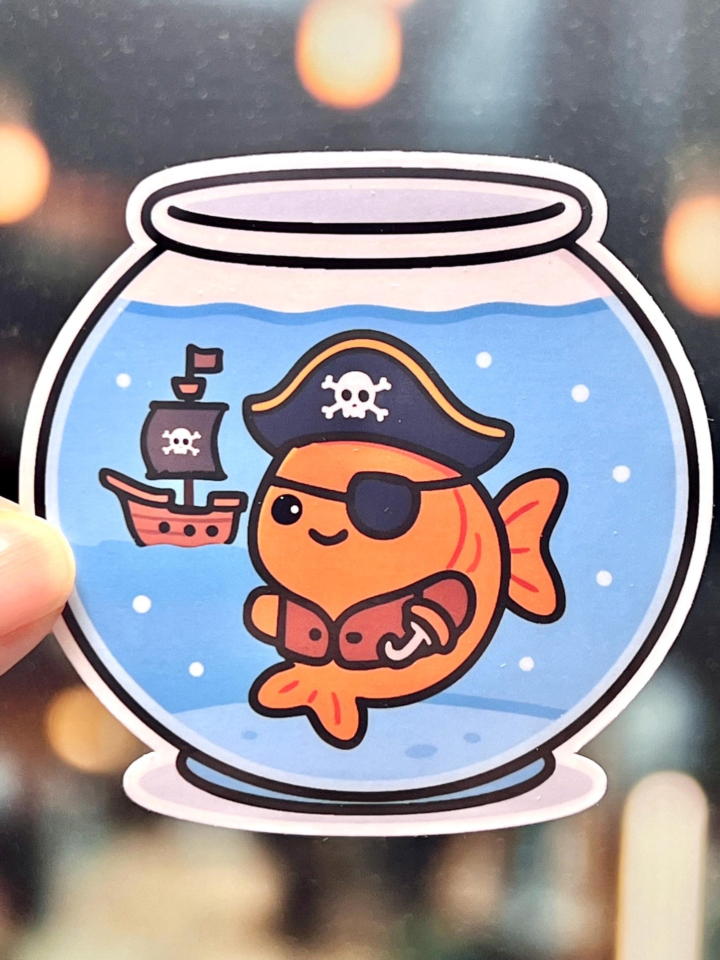 Pirate Goldfish Vinyl Sticker