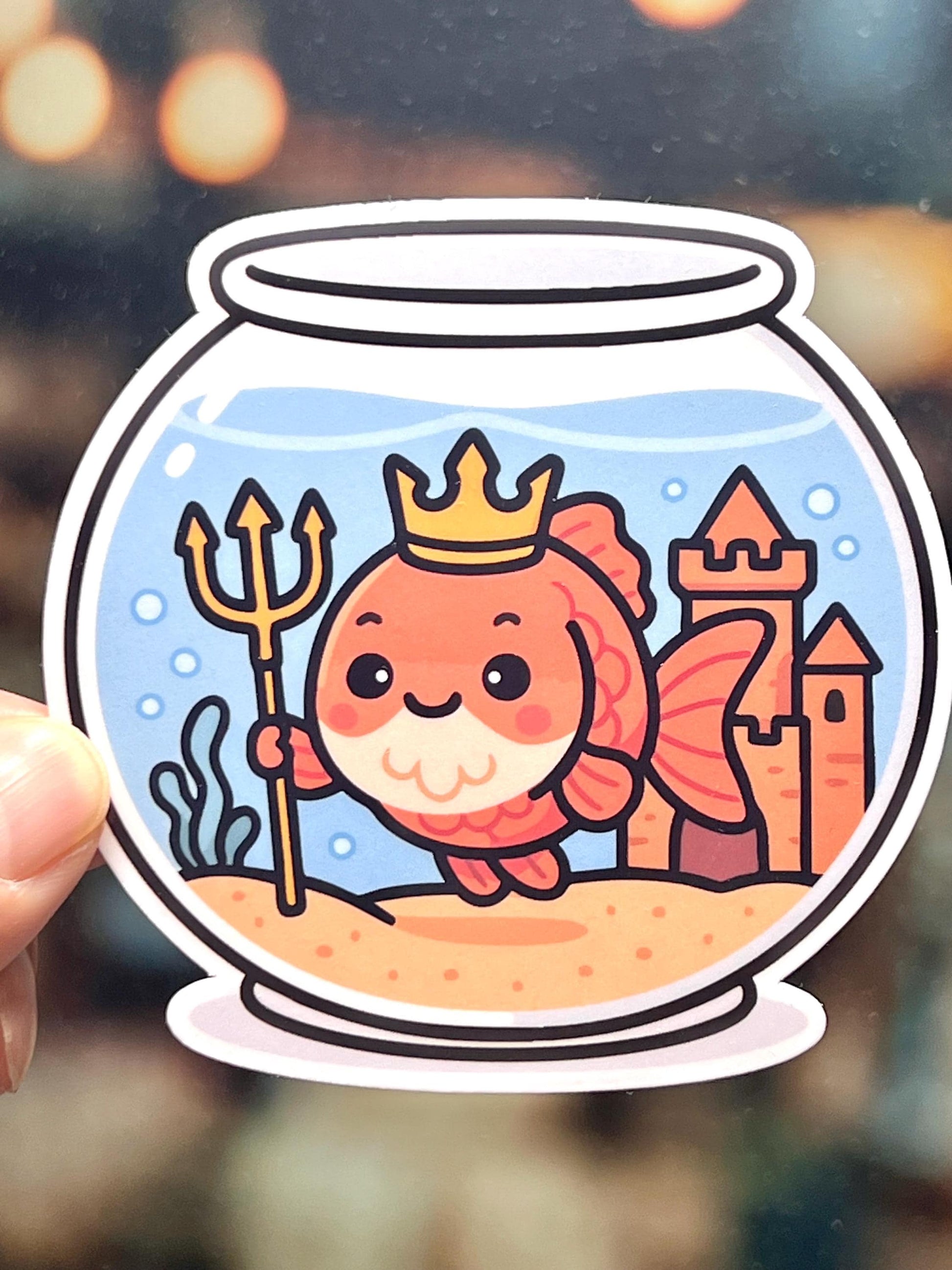 Poseidon/Neptune Goldfish Vinyl Sticker