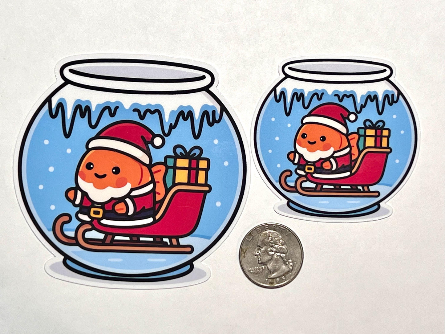 Funny Santa Goldfish Vinyl Sticker image 2