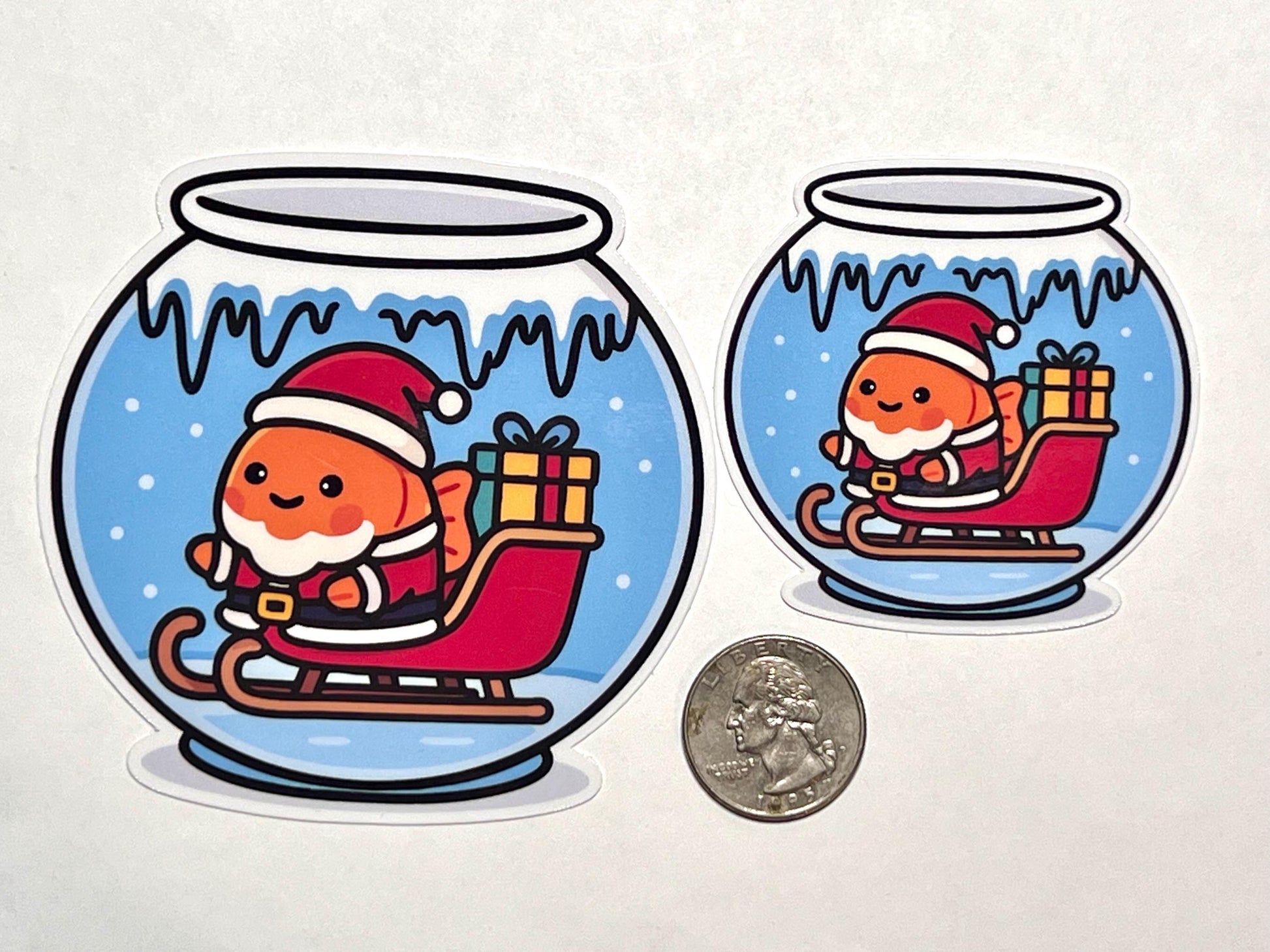 Funny Santa Goldfish Vinyl Sticker image 2