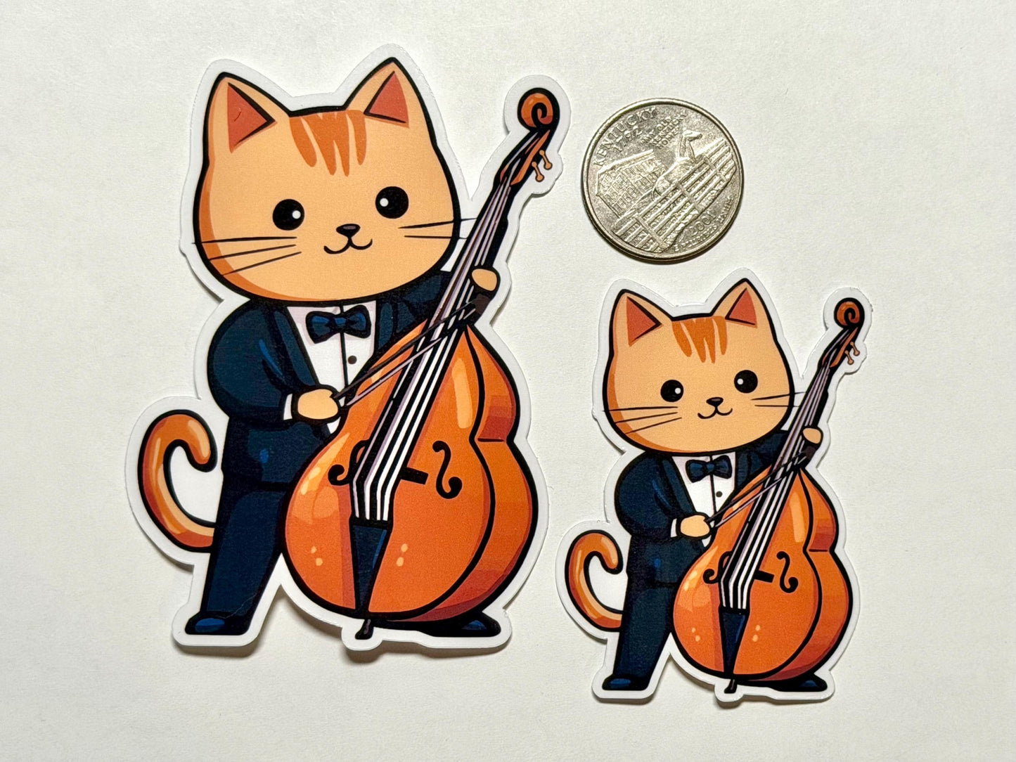 String Bass Cat Vinyl Sticker image 2
