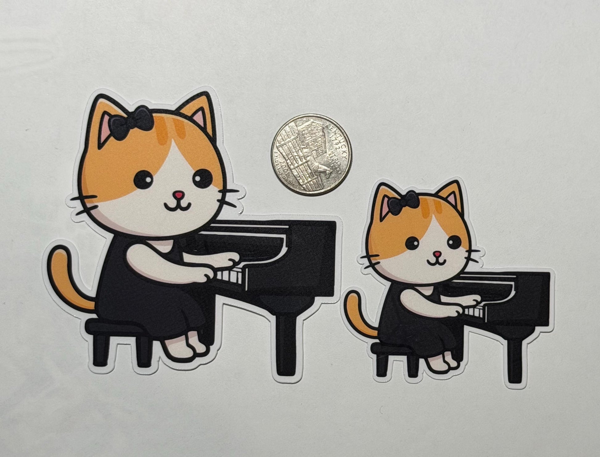 Girl Piano Cat Vinyl Sticker image 2