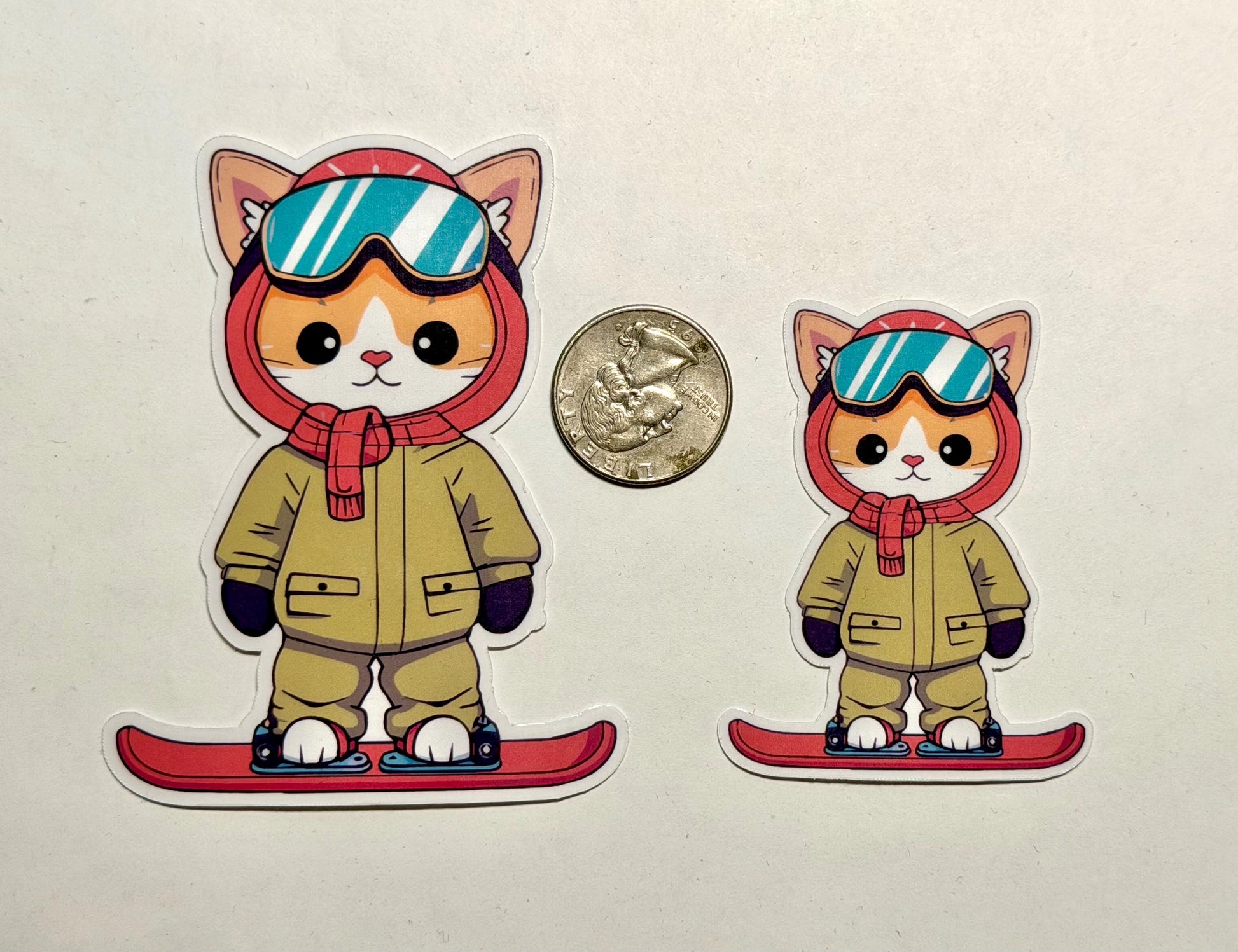 Snowboarding Cat Vinyl Sticker image 2