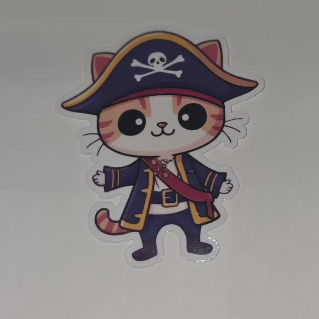 Pirate Captain Cat Vinyl Sticker image 3