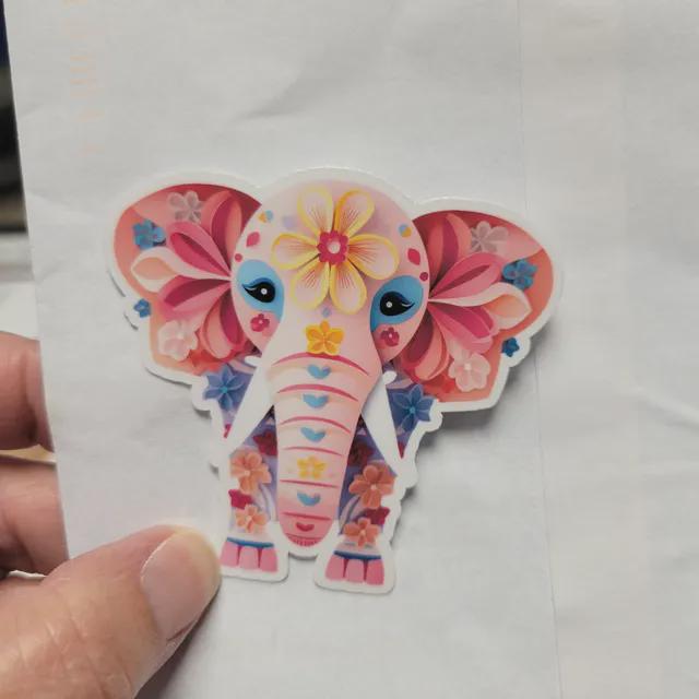 Pink Floral Elephant Vinyl Sticker image 4