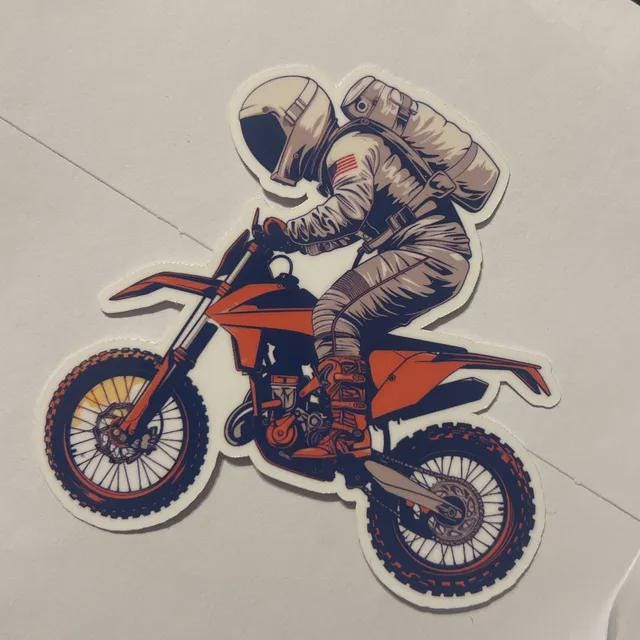Astronaut Dirt Bike Vinyl Sticker image 3