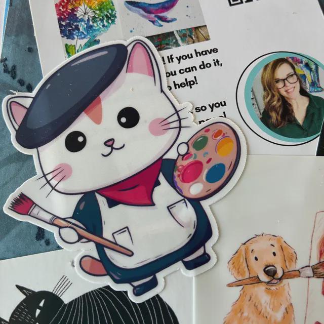 Artist Cat Vinyl Sticker image 3