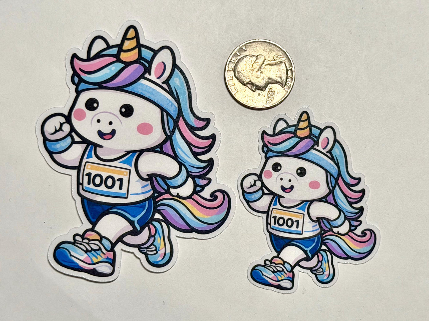 Running Unicorn Blue Vinyl Sticker image 2