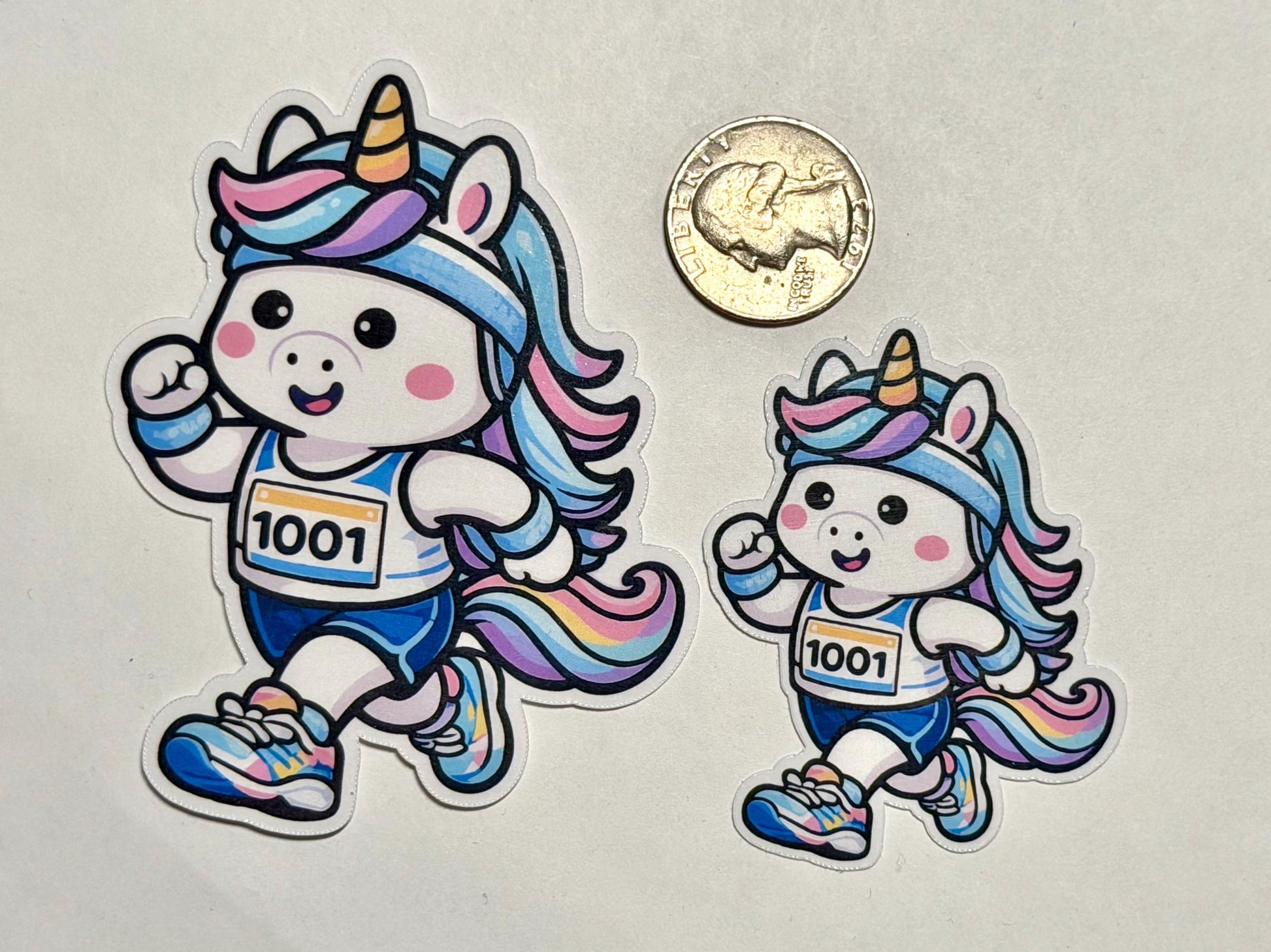 Running Unicorn Blue Vinyl Sticker image 2