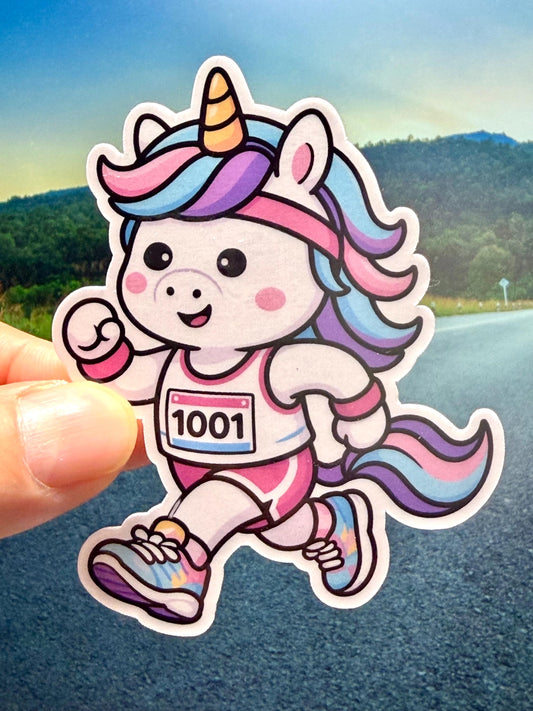 Pink Running Unicorn Vinyl Sticker