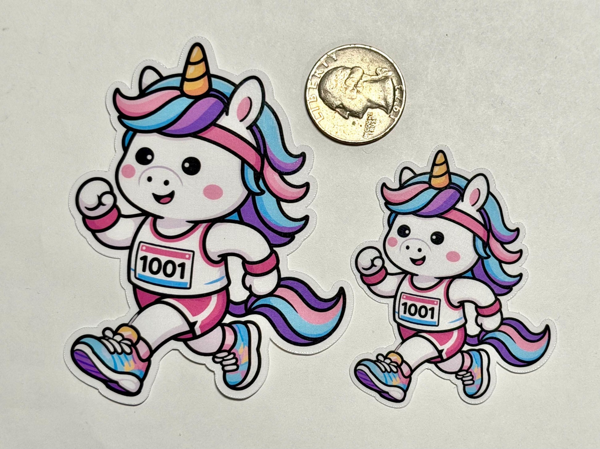 Pink Running Unicorn Vinyl Sticker image 2