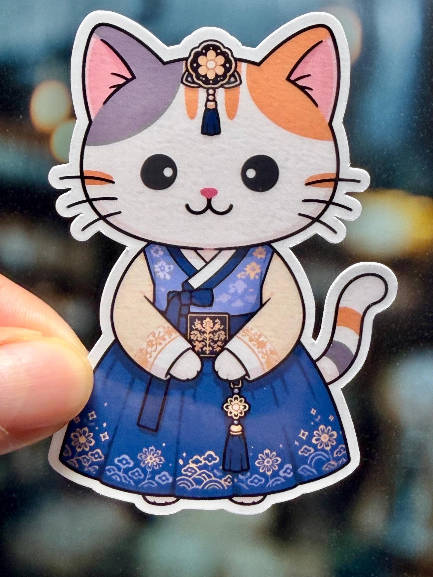 Korean Hanbok Cat Vinyl Sticker