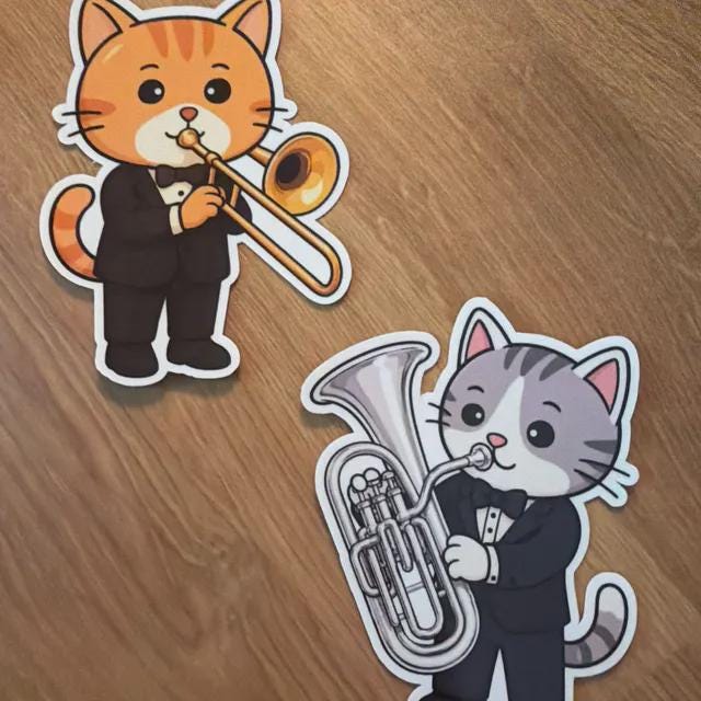 Euphonium Cat Vinyl Sticker image 3