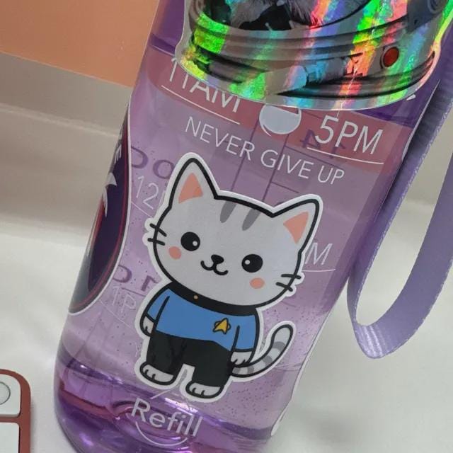Star Cat Blue Shirt Vinyl Sticker image 3