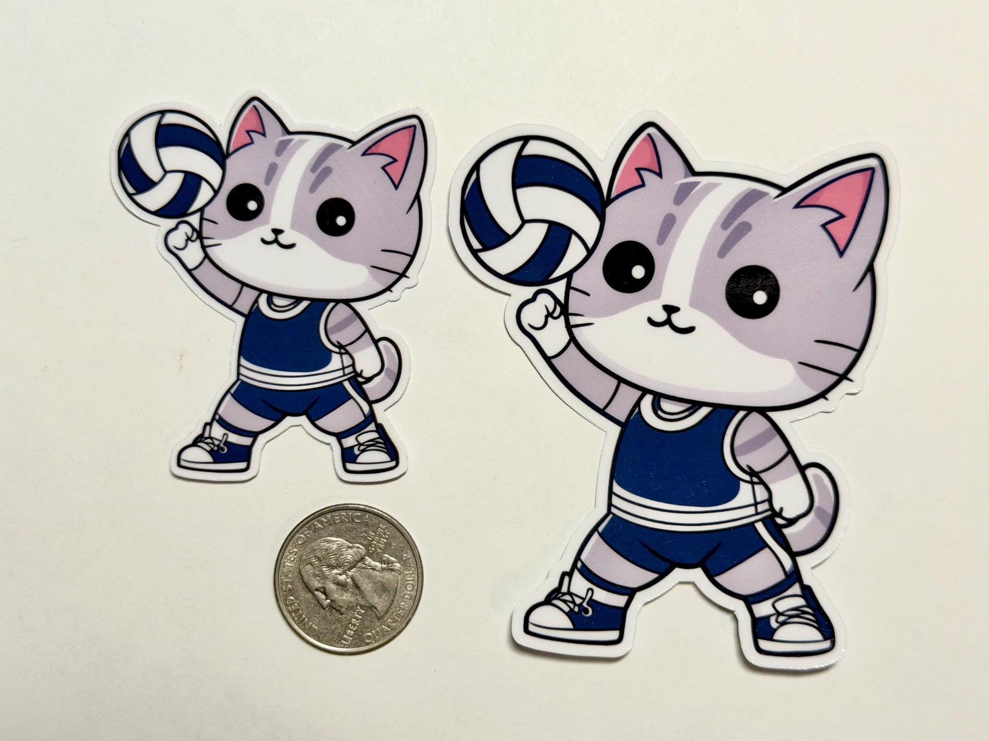 Gray Volleyball Cat Vinyl Sticker image 2