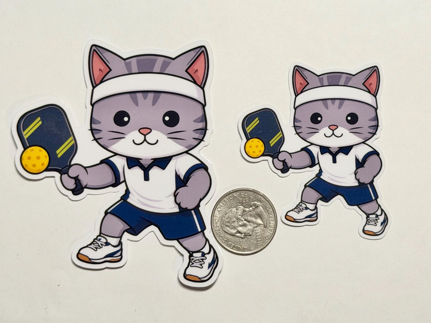 Pickleball Cat Vinyl Sticker image 2