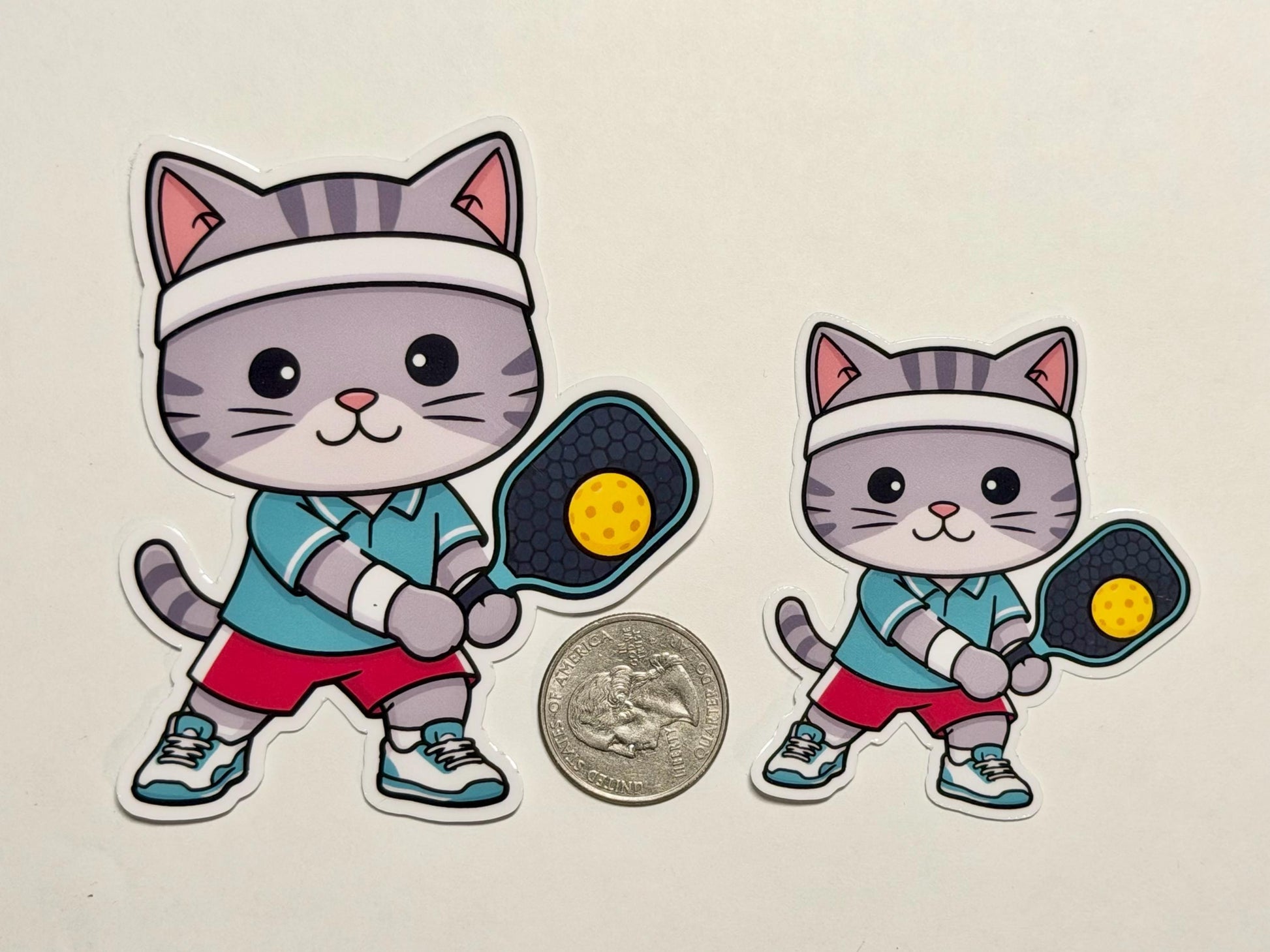 Pickleball Cat Vinyl Sticker image 2
