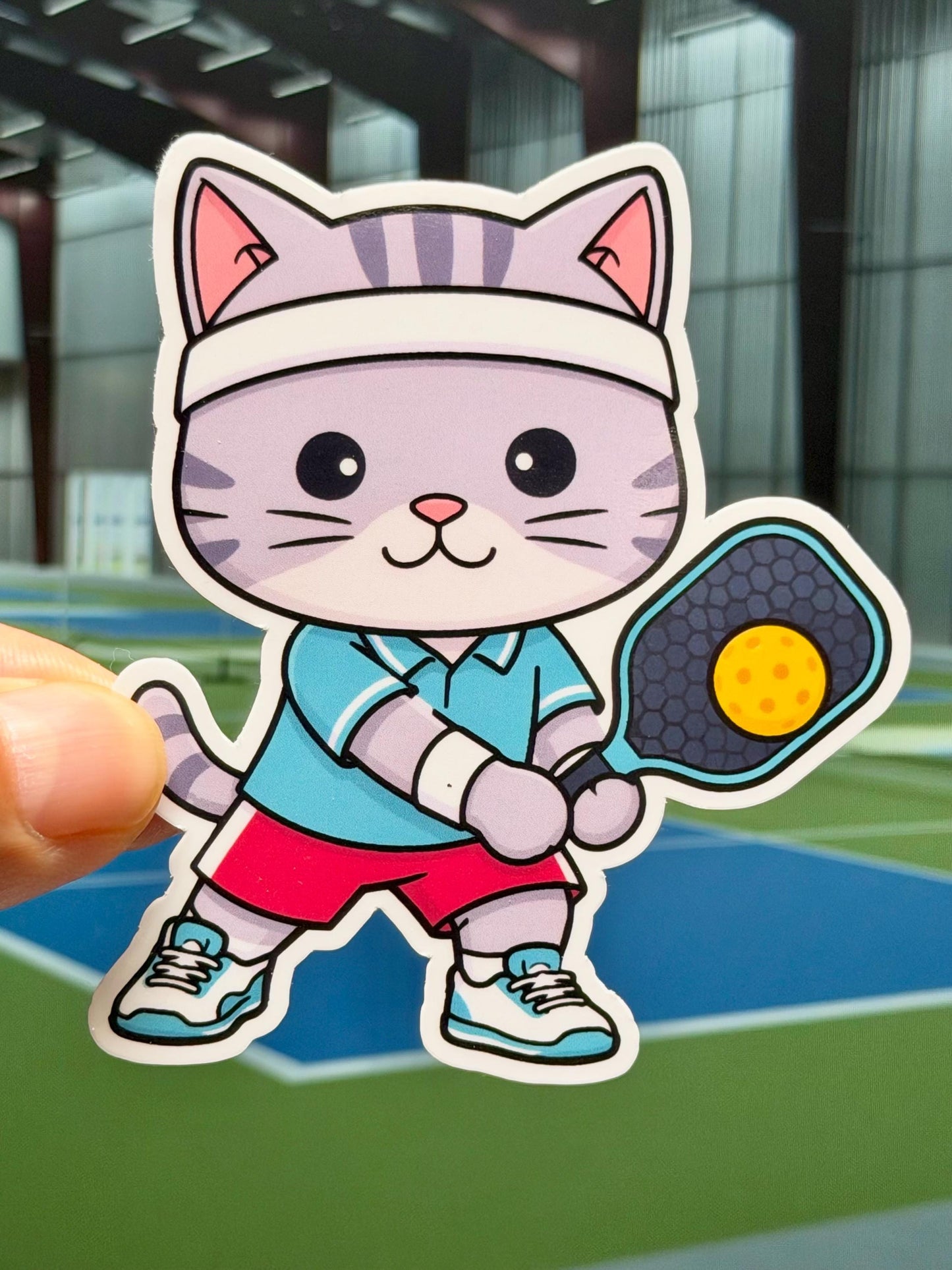 Pickleball Cat Vinyl Sticker