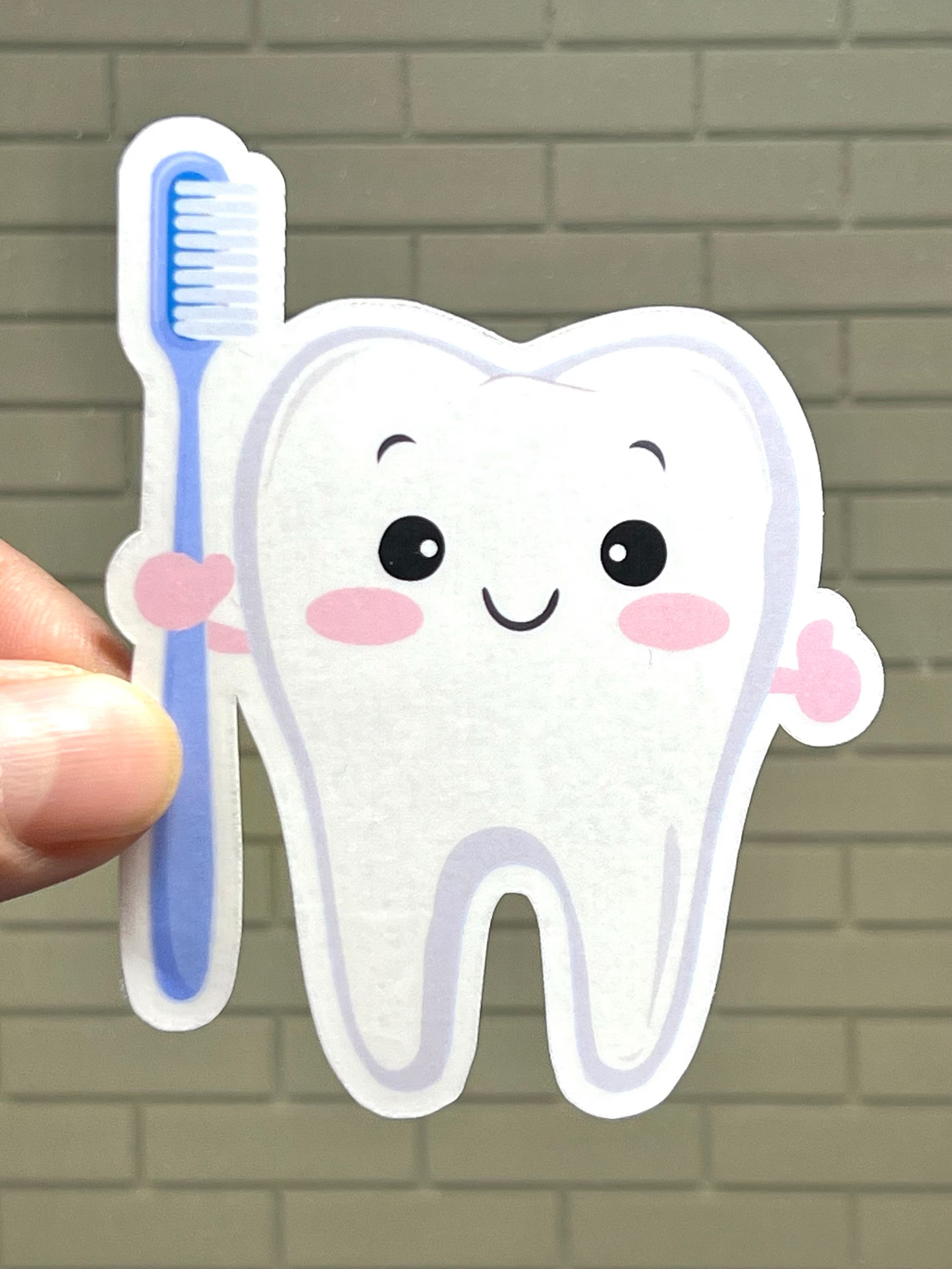 Tooth with Toothbrush Sticker | Brush Your Teeth Sticker | Dentist Gift | Dental Hygienist Sticker