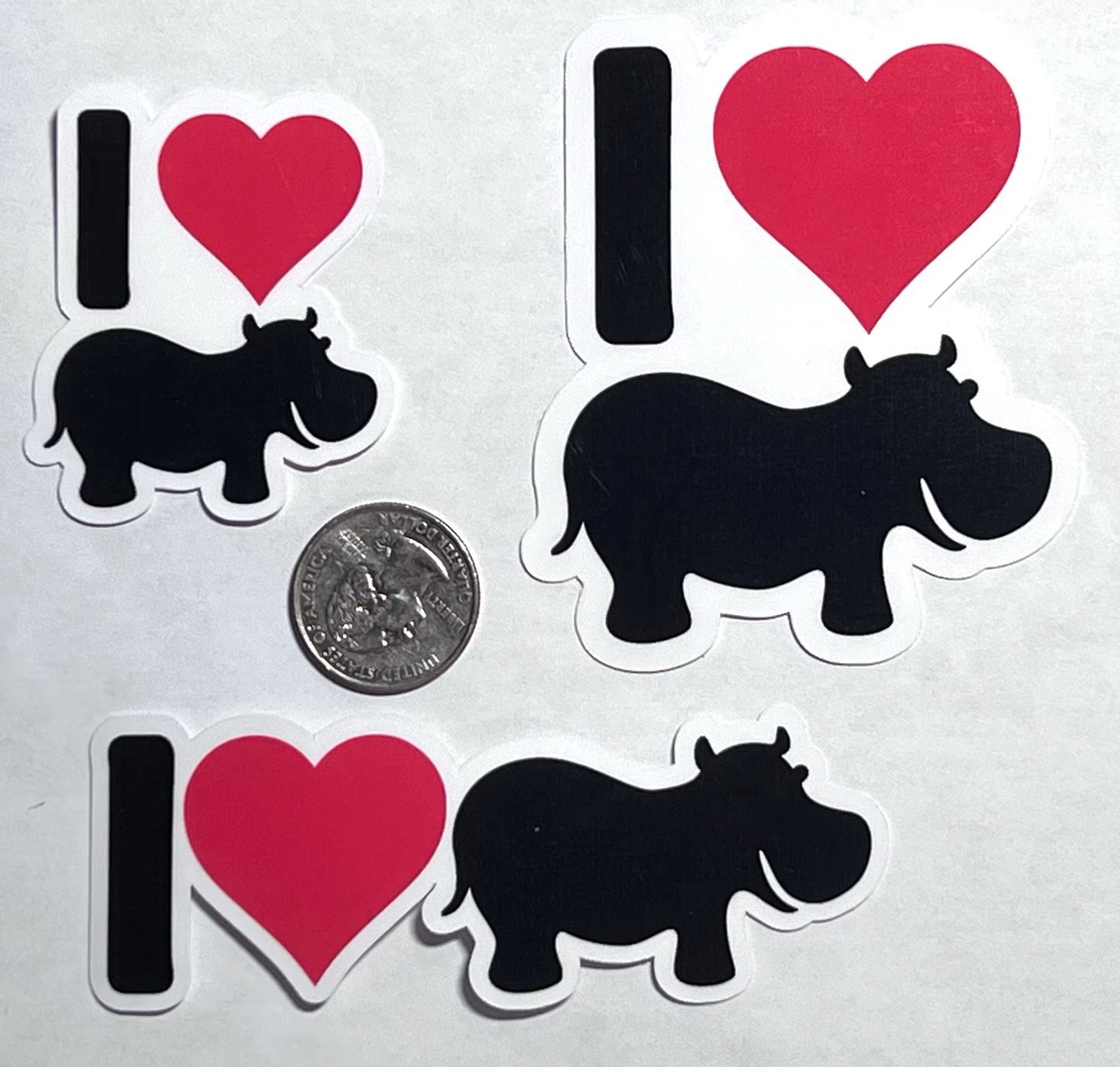 I love Hippos Sticker | I Heart Hippos Vinyl Stickers | Hippopotamus