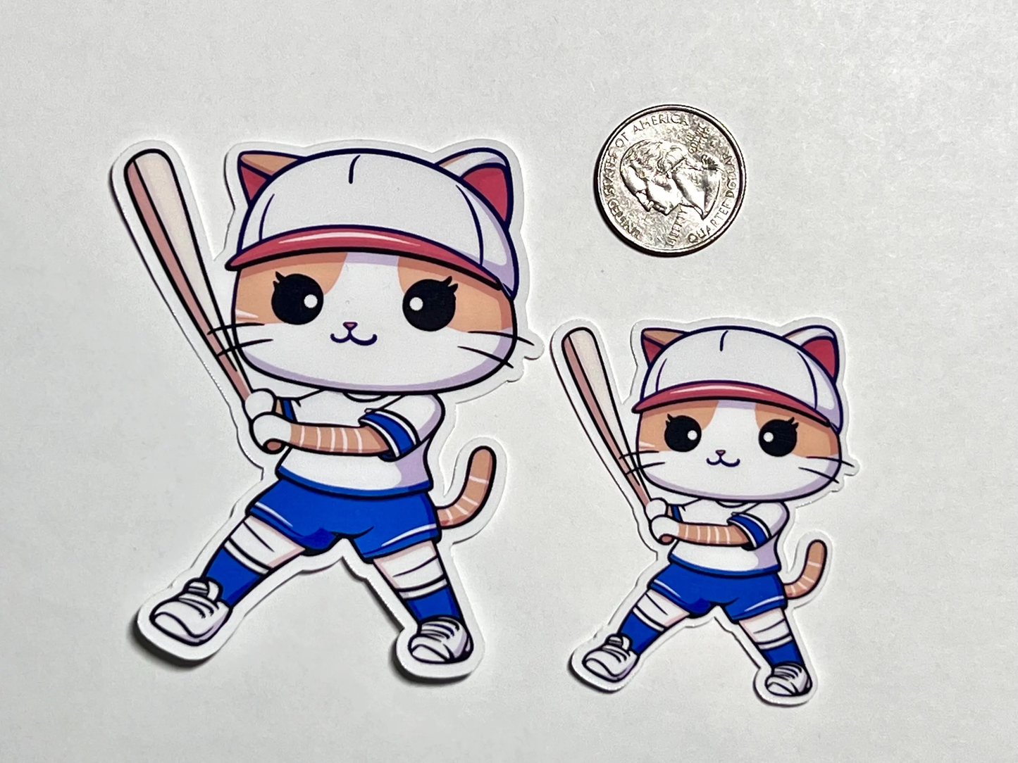 Softball Cat Sticker | Cat Playing Softball Swing Bat Vinyl Sticker | Softball Player Gift | Women's Softball