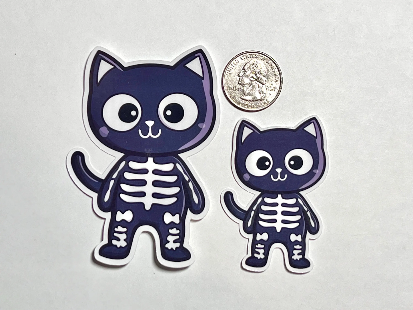 Skeleton Cat Sticker | Kitty Wearing Skeleton Costume Sticker | Halloween Theme Sticker