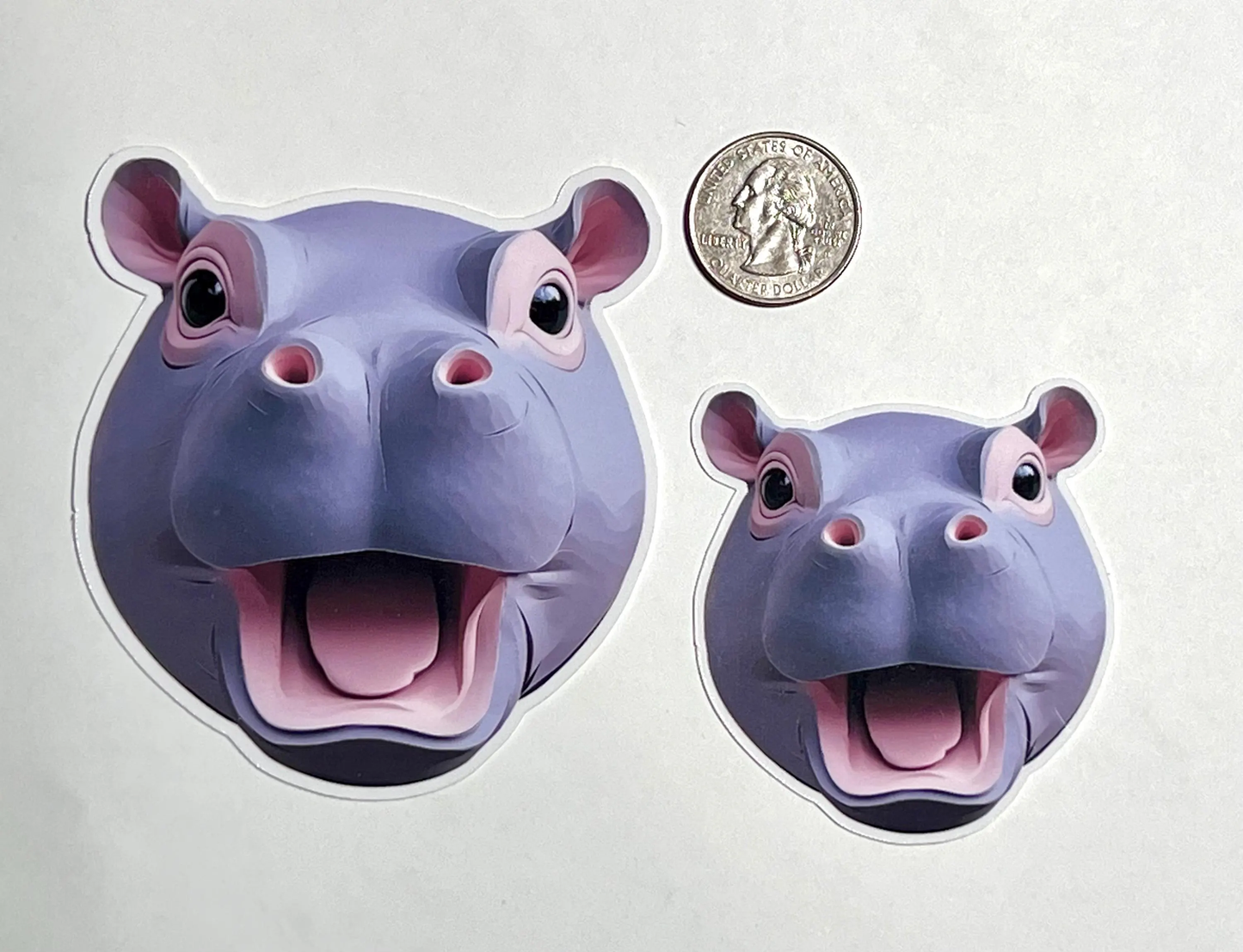 Pygmy Hippo Sticker | Stylized Baby Pygmy Hippopotamus Head Vinyl Sticker | Moo Deng