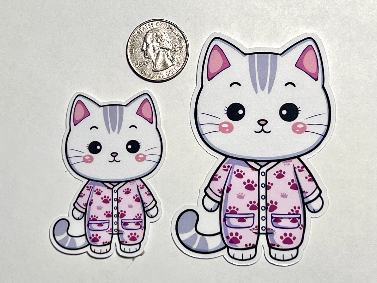 Pajama Kitty Sticker | Nap Time Kitten Vinyl Sticker | Sleepy Baby Cat