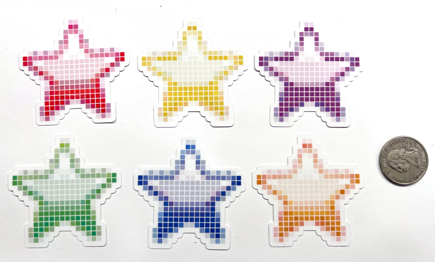 Star Pixel Art Vinyl Stickers for Water Bottles, lunch boxes, hydro flask, laptops. 8bit stickers, waterproof sticker, Car Sticker