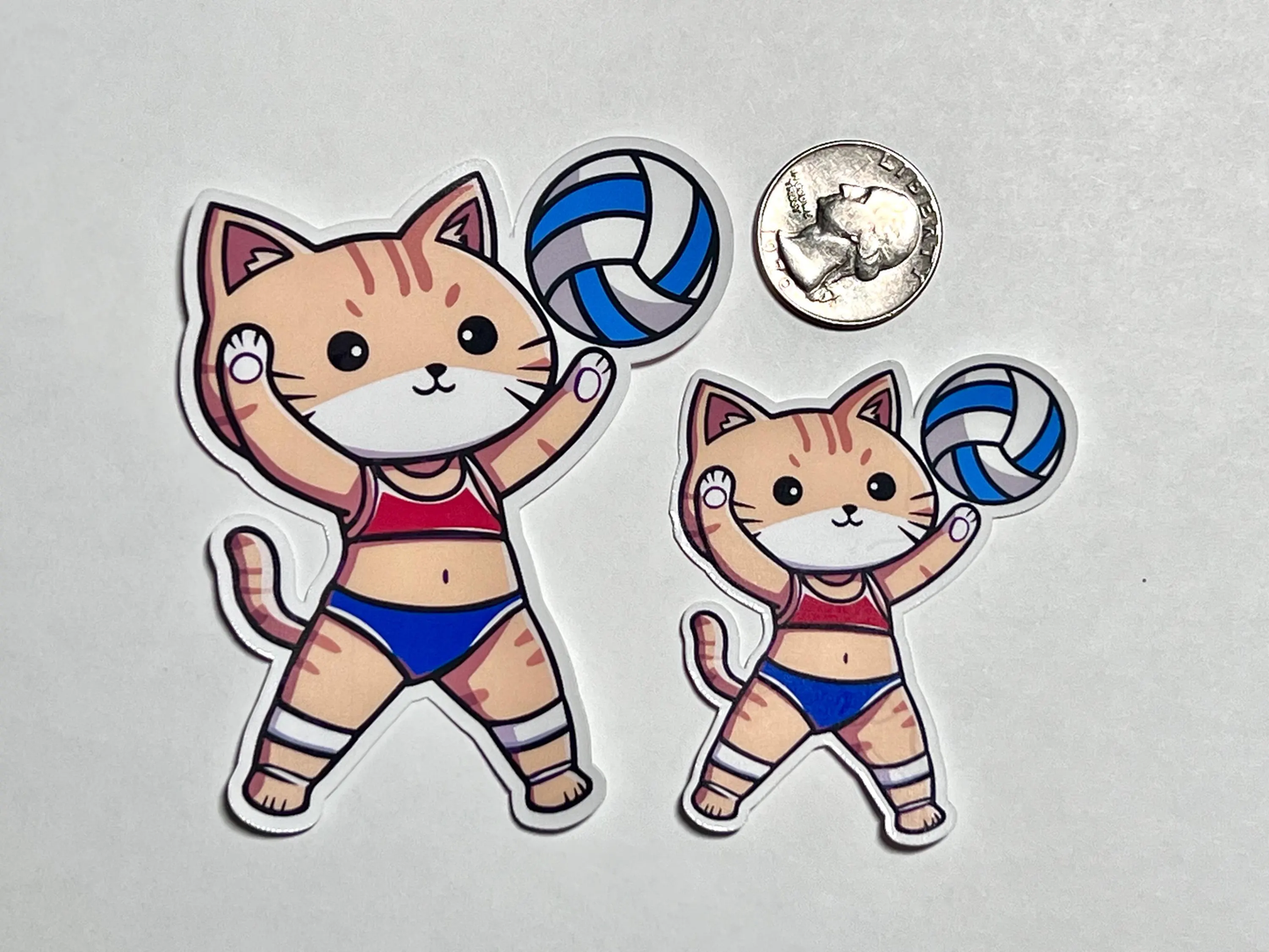 Sand Volleyball Cat Sticker | Cute Cat Playing Volleyball | Sand Volleyball Gift | Women's Volleyball