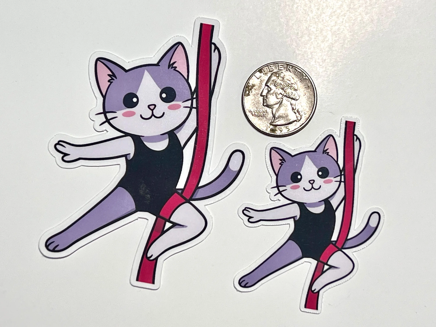 Aerial Silk Cat Sticker | Cat on Aerial Silks Vinyl Sticker