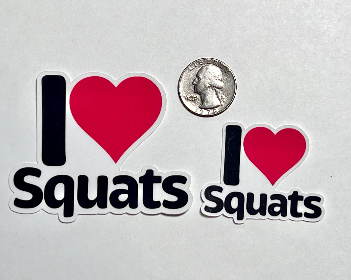 I Love Squats Sticker | I Heart Squats Vinyl Sticker | Glute Exercise  | Posterior Workout | Personal Trainer Gift