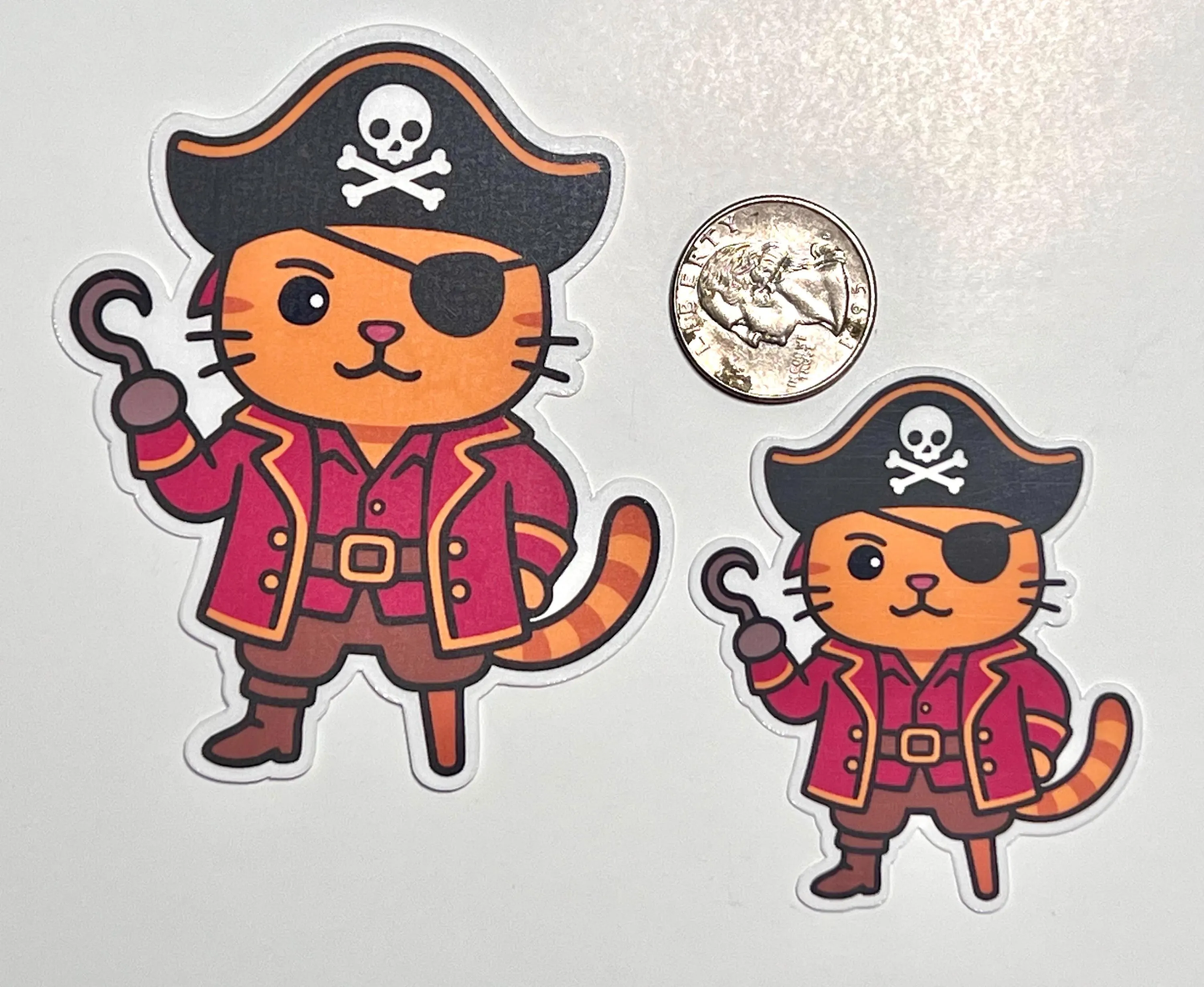 Pirate Peg Leg Cat Sticker | Cute Pirate Kitty Sticker | Eye Patch | Hook Hand