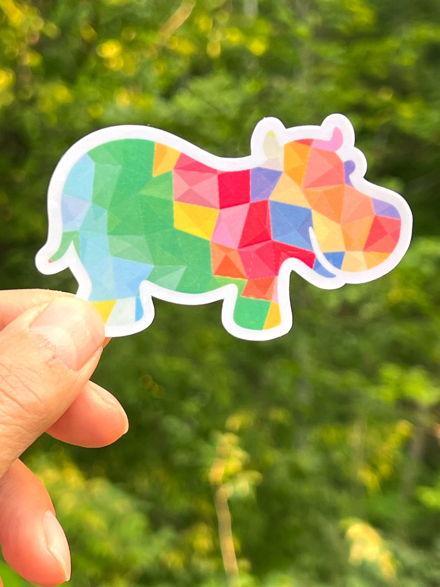 Safari Animals Colorful Mosaic Vinyl Stickers, Elephant, Giraffe, Monkey, Lion, Rhino, Hippo, Zoo Animal Stickers Water Bottles, lunch boxes