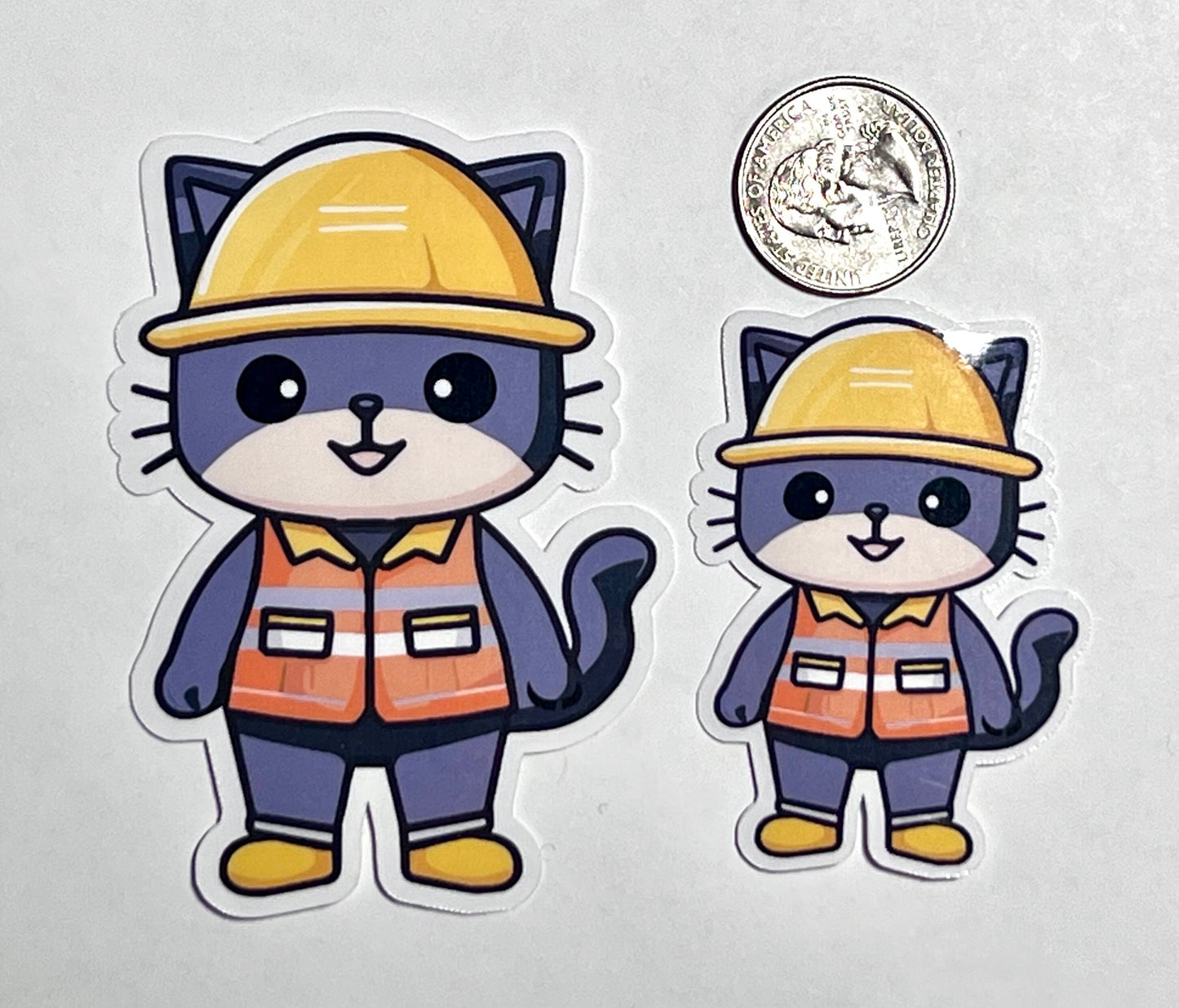 Construction Worker Cat Sticker | Cute Cat in Hard Hat Sticker