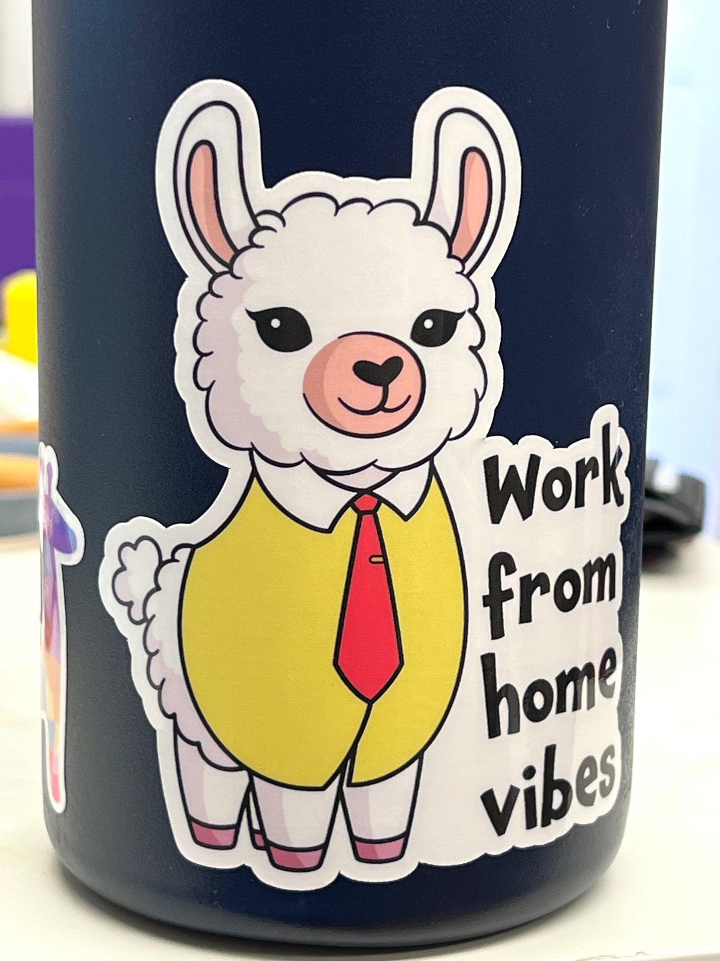 Work From Home Vibes Llama Vinyl Sticker, Llama gift, Llama sticker, Funny Llama Pun, Remote Work Gift