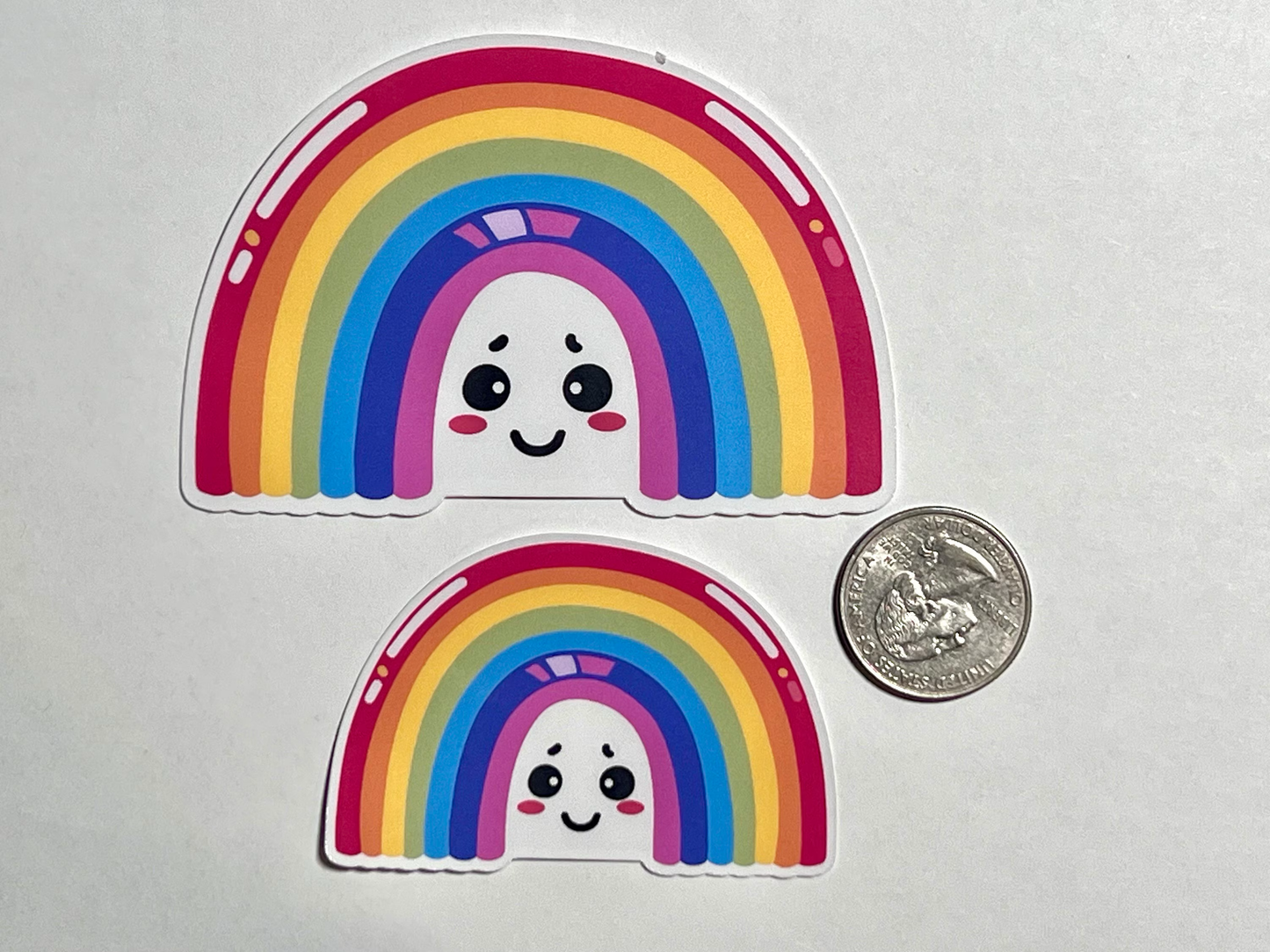 Cute Vibrant Rainbow Sticker | Kawaii Happy Rainbow Vinyl Sticker