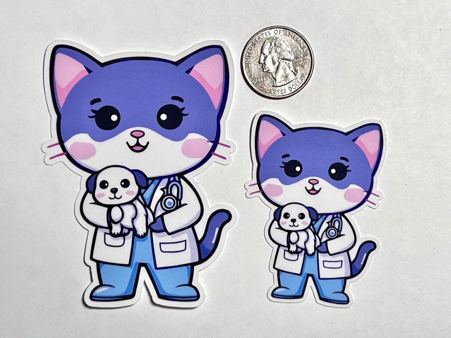 Veterinarian Cat Sticker | Vet Pet Doctor Sticker | Animal Care Hospital | Veterinary Medicine | Pet Lovers