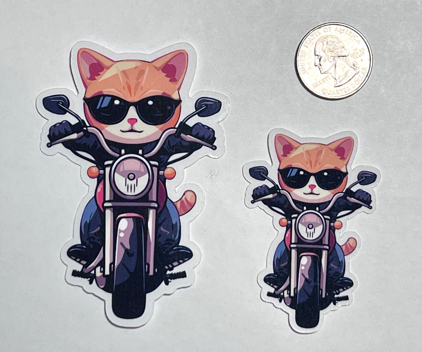 Biker Cat Sticker | Cute Motorcycle Cat Sticker