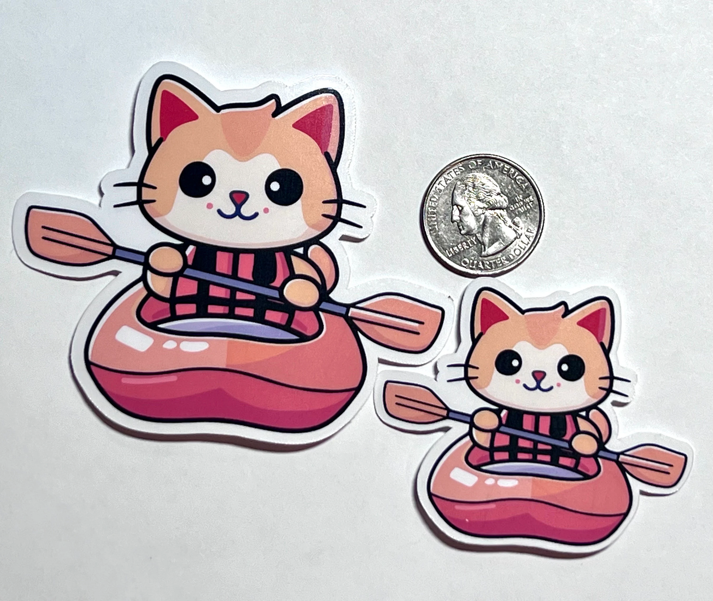 Kayak Cat Sticker | Whitewater Kayaking Kitty Vinyl Sticker