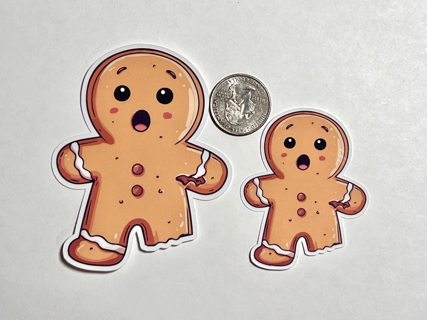 Gingerbread Man With Bite Out of Leg Sticker | Surprised Gingerbread Christmas Sticker