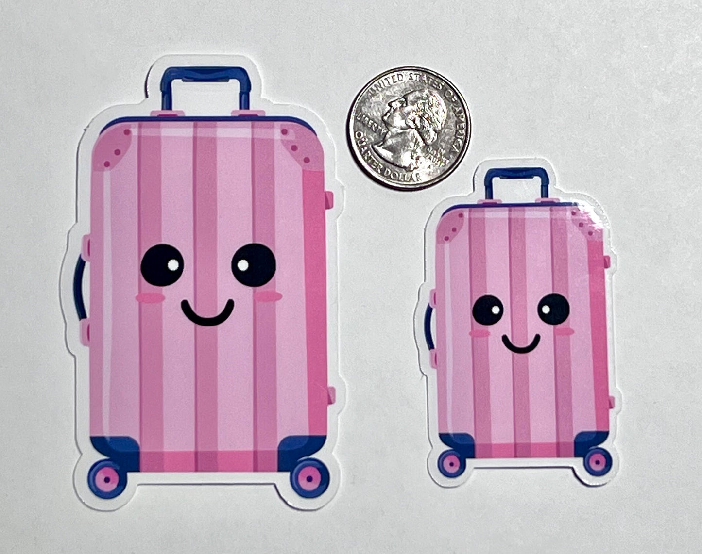 Cute Luggage Sticker Pink | Kawaii Cartoon Suitcase | Travel Vinyl Sticker