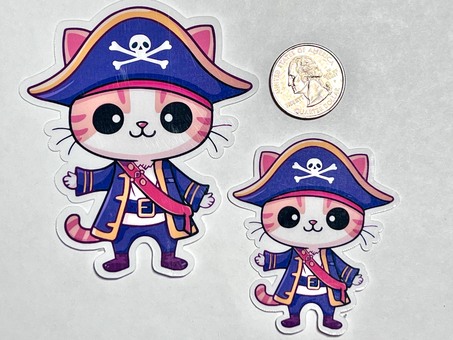 Pirate Captain Cat Sticker | Cute Pirate Ship Cat Sticker| Buccaneer Privateer Sticker